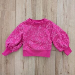 Disney Minnie & Mickey Mouse Hot Pink Puffed Sleeve Sweatshirt